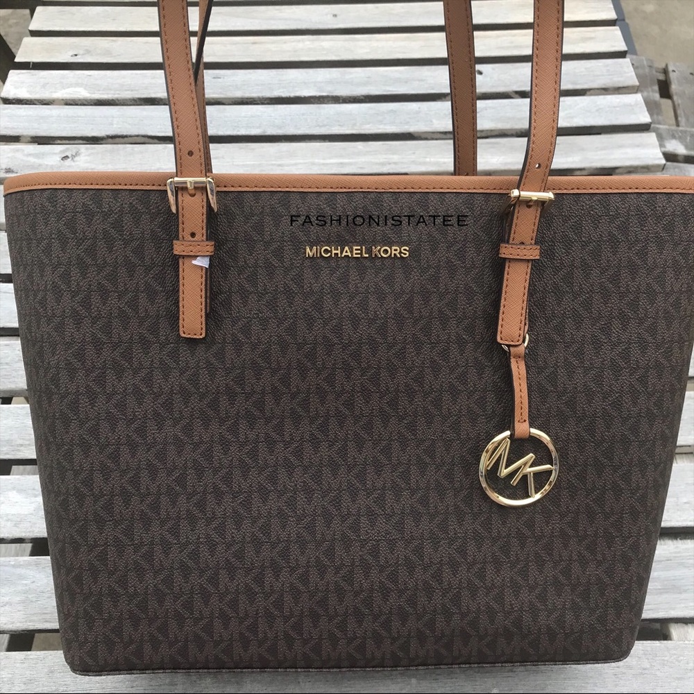 Michael Kors Medium Jet set travel brown tote - Picture 1 of 8